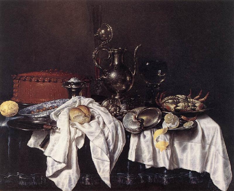 HEDA, Willem Claesz. Still-Life with Pie, Silver Ewer and Crab sg Spain oil painting art